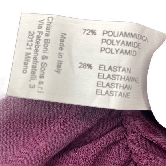 Chiara Boni Liene Illusion Dress Wine Maxi Layered Tulle Sweetheart Neck Size 4 - Picture 10 of 11